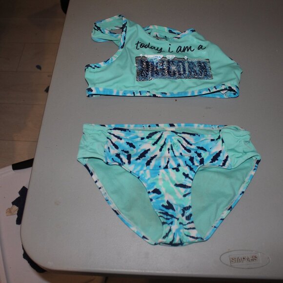 Multi Color 2 Pcs Justice Bikini Swimsuit Size 14 - Picture 2 of 12